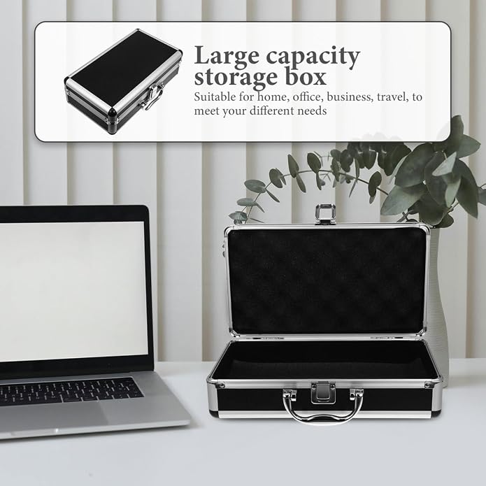ERINGOGO Lockable Portable Aluminum Tool Case with Large Capacity Multifunctional Carrying Toolbox for Hardware Jewelry Makeup and Medicine Storage Compact 11.8 X 6.7 X 3.7 Inches