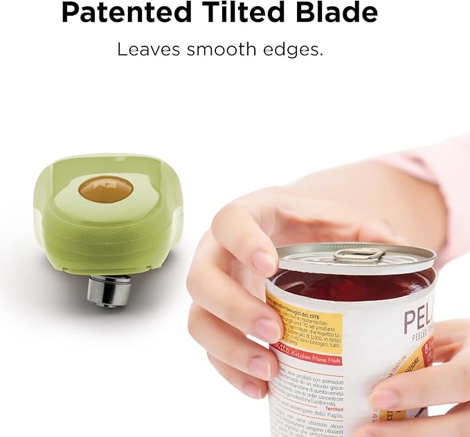 Kitchen Mama One Touch Electric Can Opener: Opens Cans with One Button Press, Auto-Stop, Ergonomic Design, Smooth Edge, Cordless, Food-Safe, Automatic, Hands Free, Battery Operated (Avocado)