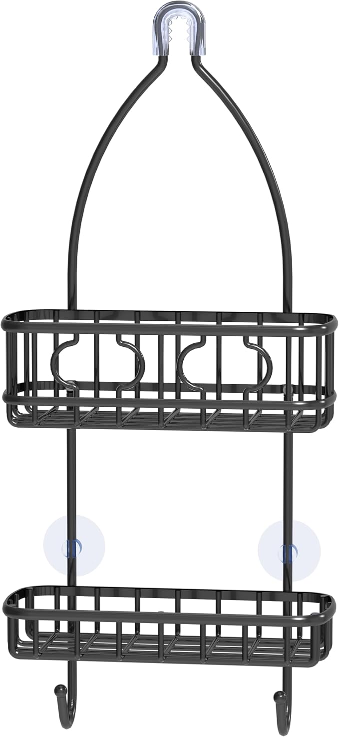 Simple Houseware Bathroom Hanging Shower Head Caddy Organizer, Black (24 x 10.2 x 4.25 inches)