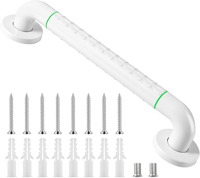Grab Bars for Bathtubs and Showers, 16 Inch Anti Slip Bathroom Safety Shower Handles for Seniors Handicap Elderly Assistance, Hand Rails for Toilet Walls Bath Tub, 1" Stainless Steel Handrail（White）