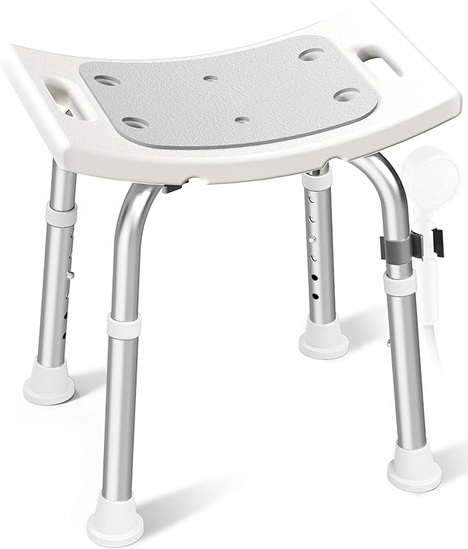 HOMLAND Shower Chair for Inside Shower, 400 lbs Adjustable Shower Stool with Suction Feet, Shower Seat for Inside Tub Bathroom Bench Bath Chair for Elderly and Disabled - Light Gray