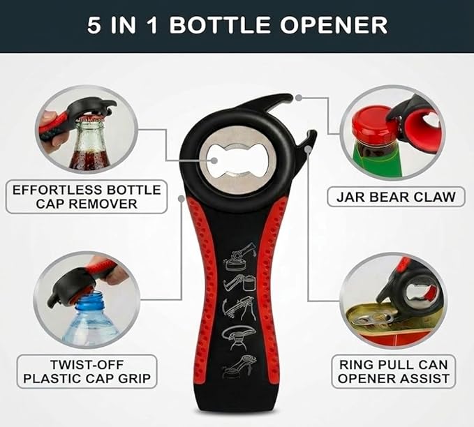 Can Openers for Seniors with Arthritis 4PC-Set Jar Lid & Water Bottle Openers for Seniors | Kitchen Essentials for New Home Gadgets Gifts for Elderly | Non-Slip Silicone Rubber Gripper Pad