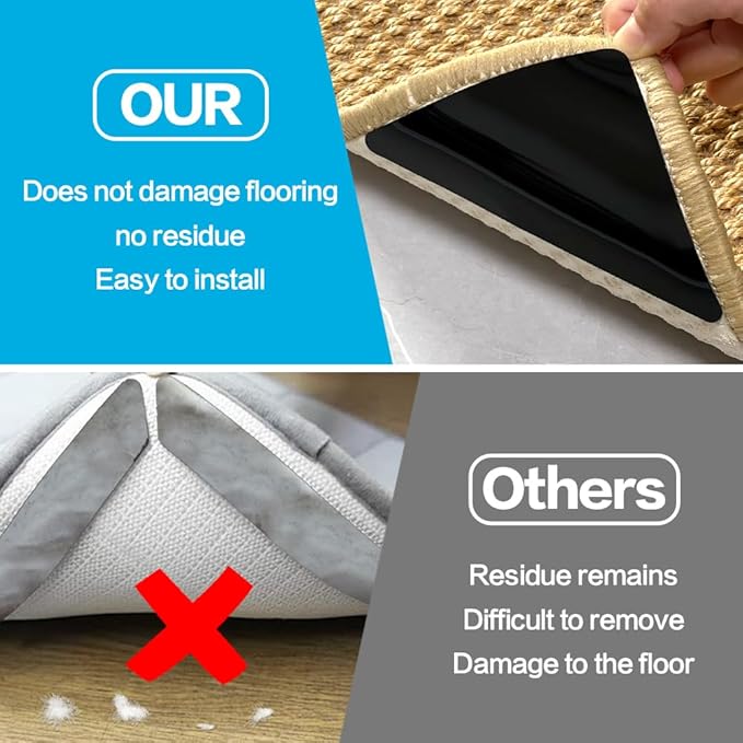 Rug Gripper for Hardwood Floors: No Damage Rug Grip for Area Rugs on Carpet & Hardwood Floors – Strong Hold, Safe for All Flooring (16)