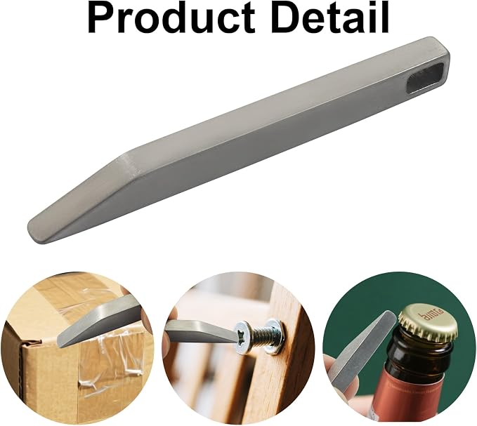 2 Pcs Titanium Pry Bar, EDC Keychain Prybar, Bottle Opener, Box Opener, Screwdriver and Multi-purpose tools