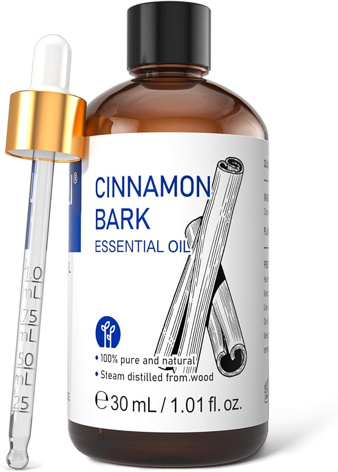 HIQILI Cinnamon Essential Oil for Spary, Diffuser, Garden and Kitchen - 100% Pure Natural - Indoor and Outdoor, 1.01 Fl Oz