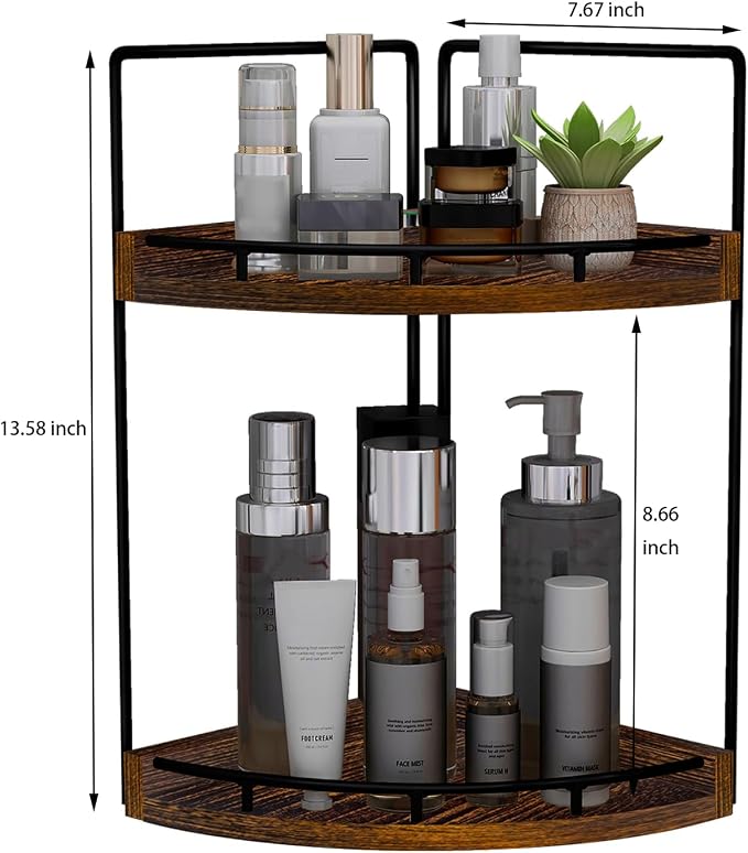 Dorhors 2-Tier Bathroom Counter Organizer,Vanity Counter Corner Shelf, Skincare, Wood Countertop Bathroom Storage and Organization for Kitchen (Dark Red)