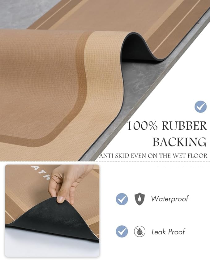 MontVoo-Bath Mat-Bath Mat Rug Non Slip Super Absorbent Stain Resistant Quick Dry Thin Bathroom Rug-Bath Mats for Bathroom Floor Bathtub Vanity-Bathmat Bath Rug Easy Care 17"x35" Brown