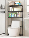 3-Tier Over the Toilet Storage, Metal Bathroom Shelve, Over Toilet Bathroom Organizer, Space Saver Bathrooms Shelve for Restroom Laundry Balcony, Black