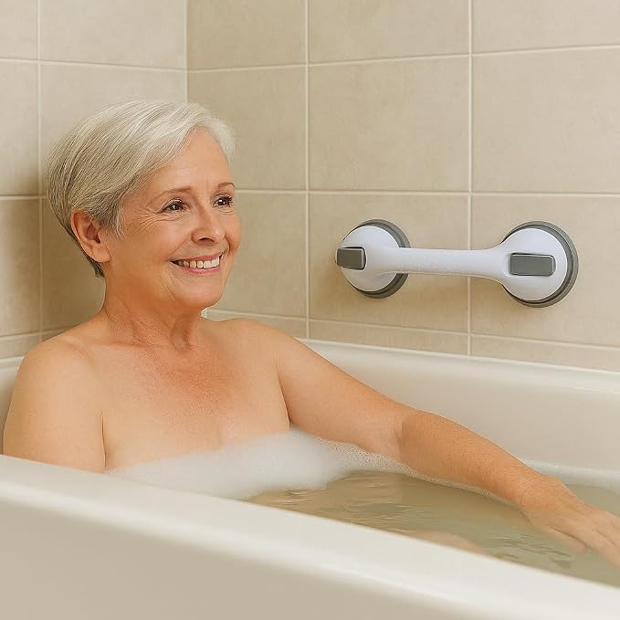 Grab Bars for Bathtubs and Showers, Shower Grab Bars for Seniors, Shower Handles for Elderly Suction, Safety Bars for Showers and Walls (16 Inches - 2PK), Gray, CIV_SGB_2SC_16.5IN_2PK