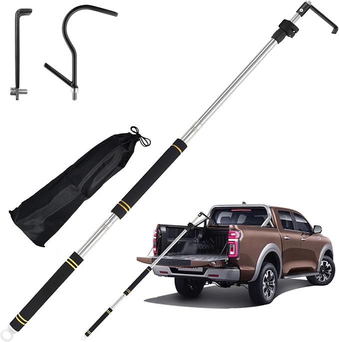 Truck Bed Cargo Truck Tool,Cargo Grabber Pickup Truck Bed Thickened Stainless Steel Telescopic 33-74inch wear-Resistant complimentary Storage Bag Professional Cargo Grabber Reach Retriever Tool.