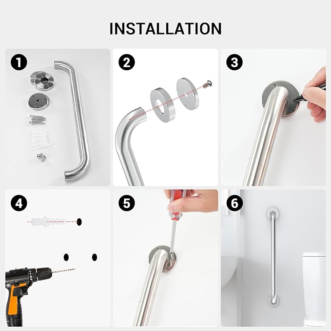 16 Inch Grab Bars for Wall Oil Brown, Safety Shower Grab Bars for Seniors Elderly Handicapped, Handicap Grab Bars for Shower with Concealed Screws, Tesuchan