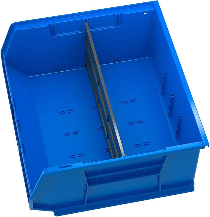 Akro-Mils 30250 AkroBins Plastic Storage Bins, Space-Saving Stackable Bins for Garage, Pantry, Craft Organization, 15" x 16" x 7", Blue, 6-Pack