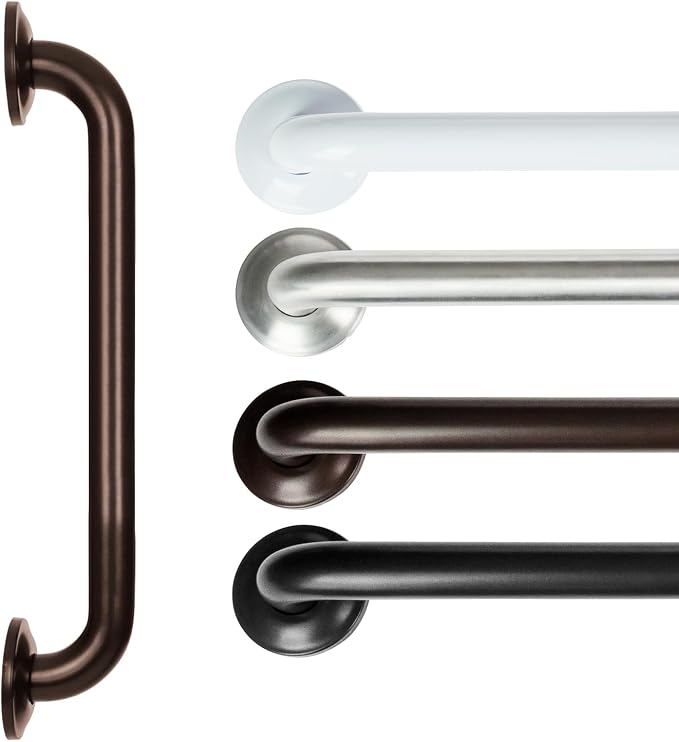 Vive Grab Bar for Showers - Bathroom Antislip Handrail for Seniors, Elderly Assistance Product, Heavy Duty Shower Handles, Handicap Grab Bars, Stainless Steel, Multipurpose, 440 lbs (Dark Bronze)