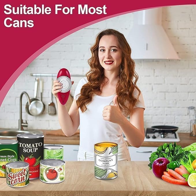Electric Can Opener - One Touch Battery Operated Automatic Can Opener with Smooth Edges, Hands-Free Design, Perfect for Any Size Can, Ideal Kitchen Gadget for Seniors and Arthritis Sufferers