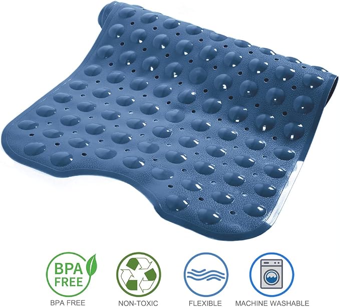 Tree Bud Bathtub Mats for Shower Tub Non-Slip Bath Mat 39 x 16 Inch Extra Long Shower Mat, Bath Tub Mat for Bathroom with Machine Washable, BPA Free for Kids (Navy Blue)