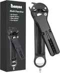 Jar Opener for Seniors with Arthritis, 7 in 1 Bottle Opener and Wine Corkscrew, Easy Grip Kitchen Gadget for Weak Hands Elderly, Retractable Jaw Lid Opener with Magnetic Storage (Black)