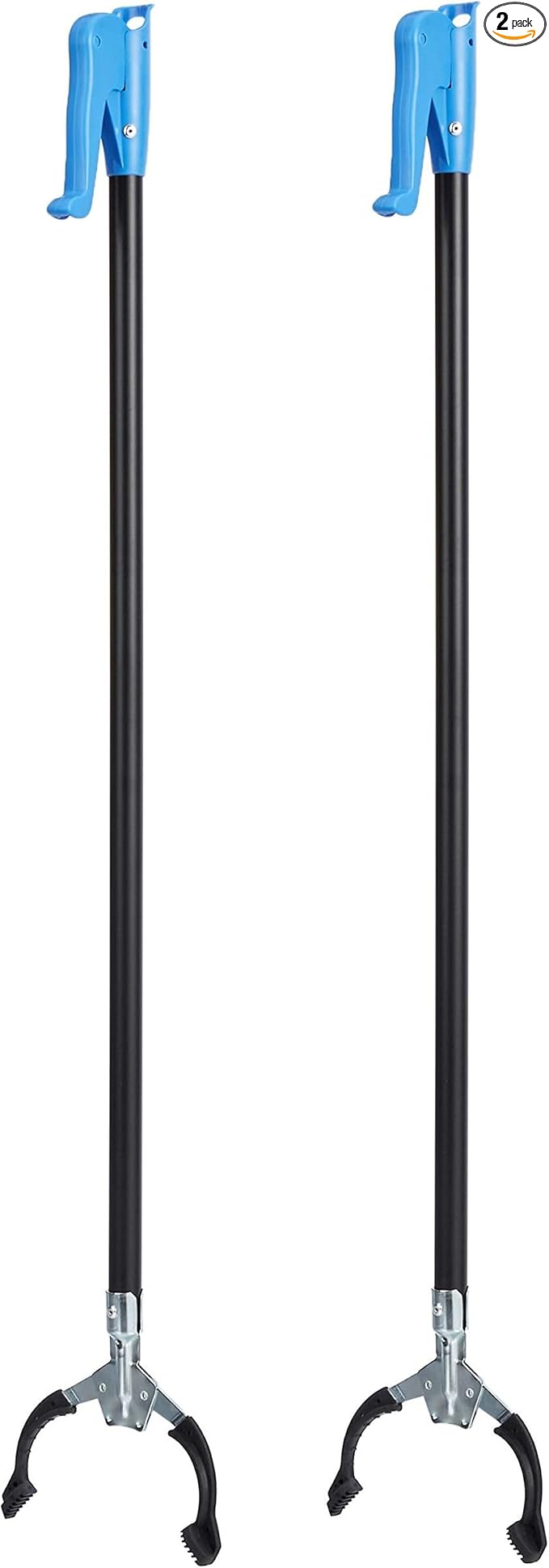 Amazon Basics Reacher Grabber Tool for Hard-to-Reach Areas, Sturdy Metal Trash Picker, Indoor & Outdoor Lightweight Pickup Tool, 38", 2-Pack