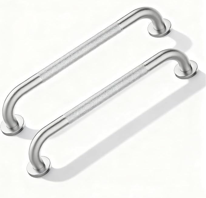 2 Pack Grab Bars for Bathtubs and Showers, NEWRAIN 16 Inch Stainless Steel Wall Bathroom Shower Handle, Anti Slip Brushed Nickel Safety Bars Toilet Handicap Elderly Senior Assist Bath Saft Hand Rail