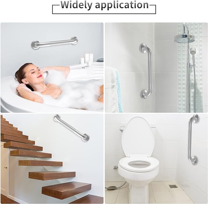 2 Pack 12 Inch Grab Bars for Bathtubs and Showers, Anti Slip Shower Grab Bars Stainless Steel Shower Handle Toilet Handicap Elderly Senior Assist Bathroom Saft Handle