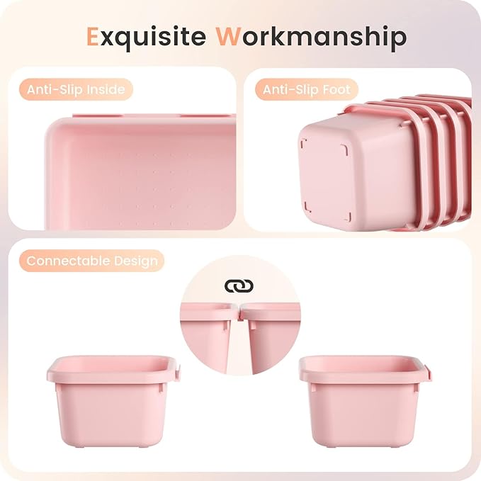 A-LuGei 【Military Grade Drawer Organizer, 【𝟱𝗦𝗶𝘇𝗲】 Makeup organizer, 【Holds 177 Items】 Bathroom Organizers and Storage, Organization and Storage, Desk Drawer Organizer for Vanity (Pink)