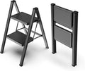WOA WOA Step Ladder for Home, Foldable Step Stool for Kitchen with Non-Slip Pedals, Sturdy Ladders Supports up to 330 lbs, Compact and Portable - 2 Step/Black