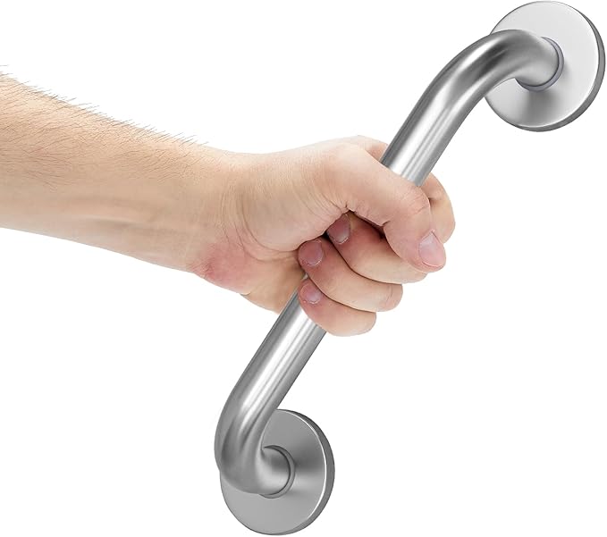 AmazerBath Grab Bars for Shower 9" L x 1" D, Handicap Shower Grab Bars for Senior Anti Slip, Shower Safety Bars for Wall Stainless Steel, Holds up to 500LBs, Brushed Nickel