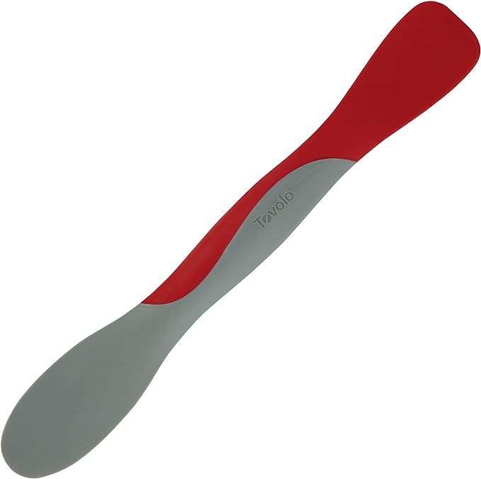 Tovolo Scoop and Spread Large Dual End Silicone Sandwich Spreader Tool with Nylon Handle, BPA Free Dishwasher Safe Silicone and Nylon Tool for Spreading and Scooping, Cayenne Red and Oyster Gray