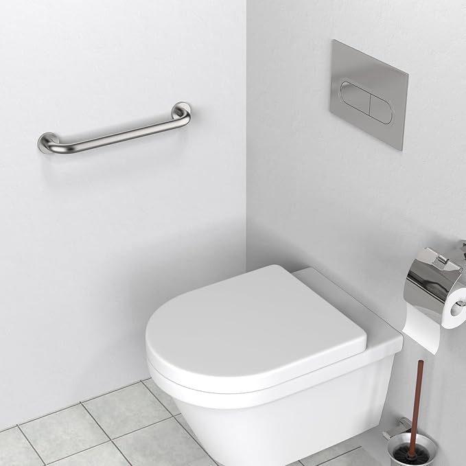 2 Pack 16 Inch Shower Grab Bar Satin Brushed Nickel, ZUEXT Stainless Steel Safety Grab Bar Handle, Bathroom Balance Bar, Safety Hand Rail Support - Handicap, Elderly, Injury, Senior Assist Bath Handle