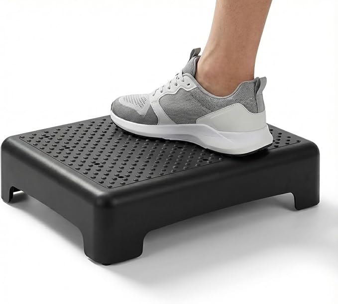 Bed Step for High Beds Adults - 3.35" Barefoot-Comfortable TPE Soft Pad Mobility Step Stool for Seniors & Post Surgery, 600lb Heavy Duty Anti-Flip Step for Car, SUV, RV & Bathroom (Black-Black)