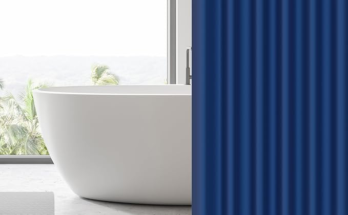 EHZNZIE Navy Blue Shower Curtain Liner 72x72, PEVA Waterproof Bath Curtain, No Chemical Smell, 3 Weighted Magnets, Durable with Rustproof Metal Grommets