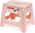 ACSTEP Folding Step Stool 11 Inch, Sturdy Plastic Foldable Step Stool for Kids & Adults, Non Slip Lightweight Collapsible Foot Stools Holds 300 lbs, Ideal for Kitchen, Bathroom, Bedroom, Light Pink