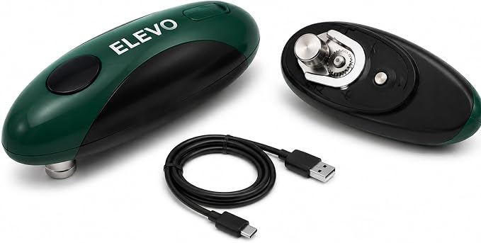 ELEVO Electric Can Opener – USB-C Rechargeable, Hands-Free Automatic Tin Opener | 360° One-Touch Smooth Edge, Magnetic Lid Lifter & Stuck Lid Remover | Portable & Safe Kitchen Tool