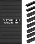 Slatwall Panels 4'x8' Garage Wall Organizer with 2 H Trim, Slat Wall Paneling Garage Slat Wall Storage Systems, Garage Tool Organizer Wall Mount, Slat Board PVC Wall Panels Garage Storage Organization