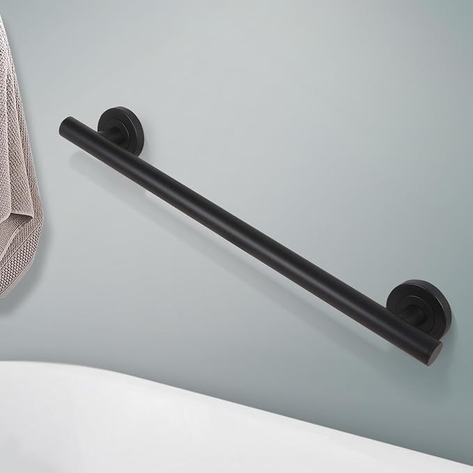 Lava Odoro Shower Grab Bar, Modern Stainless Steel Handicap Grab Bar for Bathtubs and Showers, Shower Safety Bar for Seniors Disabled, ADA-Compliant (Matte Black, 24 Inch)