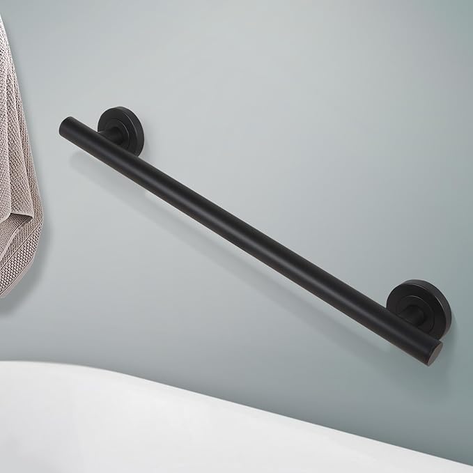 Lava Odoro Shower Grab Bar, Modern Stainless Steel Handicap Grab Bar for Bathtubs and Showers, Shower Safety Bar for Seniors Disabled, ADA-Compliant (Matte Black, 12 Inch)