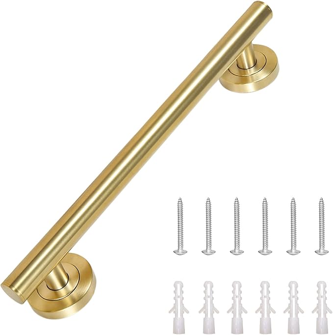 Lava Odoro Shower Grab Bar, Modern Stainless Steel Handicap Grab Bar for Bathtubs and Showers, Shower Safety Bar for Seniors Disabled, ADA-Compliant (Brushed Gold, 24 Inch)