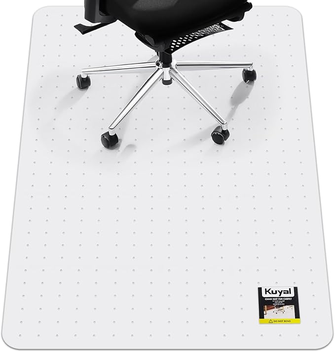 Kuyal Office Chair Mat for Carpet, 32‘’x48‘’ Clear Heavy Duty Computer Chair Mat, Under Desk Protector Carpeted Floors Mat, Easy Chair Movement,Ship Flat