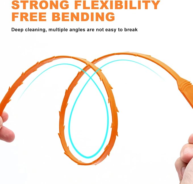 Drain Snake Clog Remover - 4 Pack 20 Inch Flexible Hair Drain Removal Tool for Sink, Shower, Tub & Toilet, Drain Cleaner with Grip Handle - Easy Use Kitchen & Bathroom Drain Opener