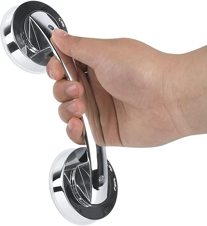 Suction Cup Grab Bar, 2 Pack Glass Door Window Handle Suction Cup Glass Mirror Door Handle for Bathroom Bathtubs and Showers Kitchen Drawer Cabinet