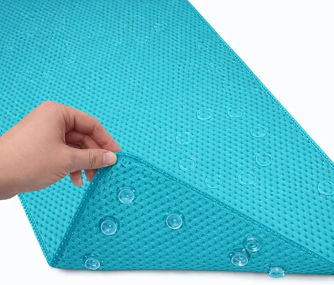 Bathtub Mat Non Slip, Bath Mat for Tub Non Slip, Tub Mat Extra Large 36 x 17 in, Bathtub Mat with Suction Cups & Drain Holes, Soft Foam, Machine Washable, Sea Blue