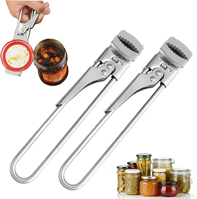 2026 New Upgrade Jar Opener for Weak Hands, Adjustable Stainless Steel can Opener，Multifunctional Can & Bottle Lid Gripper Bottle Opener with Handle, Kitchen Tool for Seniors and Kids (2PCS)