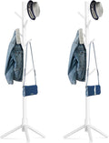Hupmad Wooden Tree Coat Rack Stand,Sturdy Freestanding Coat Rack with 8 Hooks,3 Adjustable Height for Child Adult,Wood Coat Stand Tree Fits Entryway Bedroom Office for Bags,Hats, 2 Pack