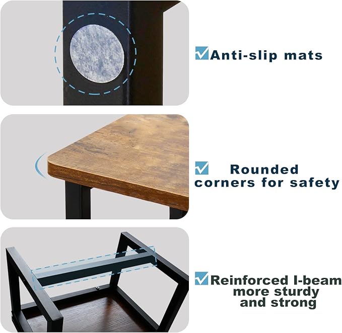 Step Stool for Adults, Hold up to 500Lb, 3 in1 Heavy Duty Sturdy Wooden 2 Step Stool for Kichen/Bathroom/High beds, Metal Frame, Non-Slip Pads