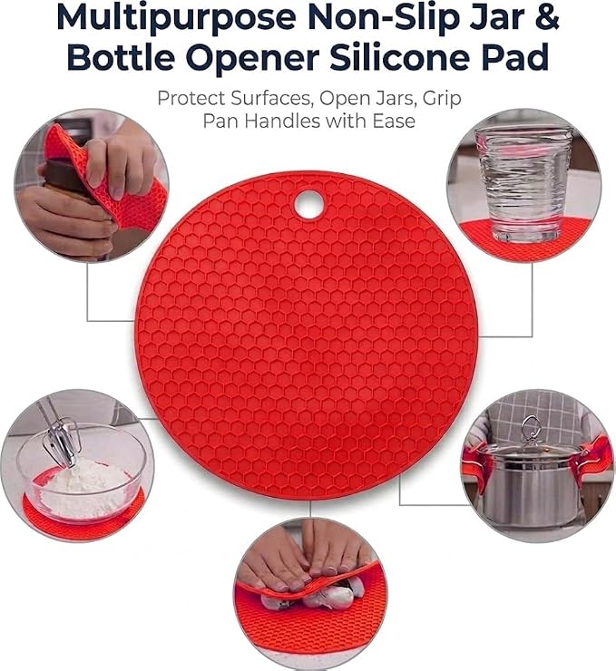 Can Openers for Seniors with Arthritis 4PC-Set Jar Lid & Water Bottle Openers for Seniors | Kitchen Essentials for New Home Gadgets Gifts for Elderly | Non-Slip Silicone Rubber Gripper Pad