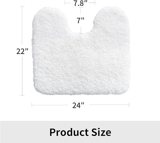 Disolla Toilet Mat 22x24 White - Non Slip Fluffy U-Shaped Contour Rug, Ultra-Soft Plush Toilet Floor Mat, Absorbent & Machine Washable
