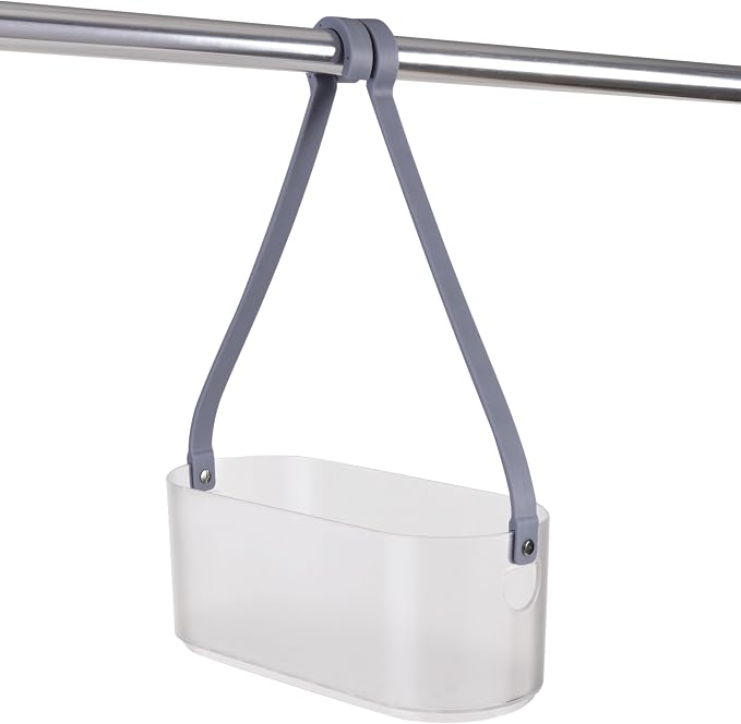 Bath Bliss 2 Way Deluxe Convertible Shower Caddy | Hang Over Shower Head or Shower Door | Bathroom Organization | Self Draining | Rust Resistant Plastic | Frost