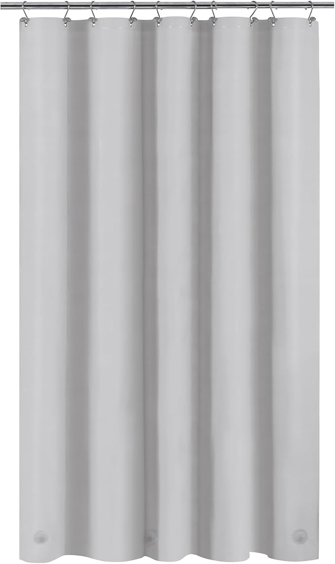 Barossa Design 54W x 78H Stall Shower Curtain Liner Silver Gray - Waterproof Lightweight PEVA Plastic Shower Liner with 3 Magnets & Metal Grommets - Gray Silver