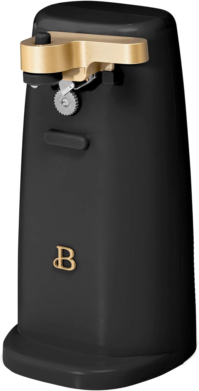 DqOasd Electric Can Opener by Drew Barrymore, Stainless Steel Blade, Auto-Turn Feature (Black Sesame), 1