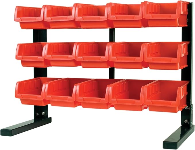 MaxWorks 80695 Bench/Table Top 15-Bin Parts Rack (Pack of 3)