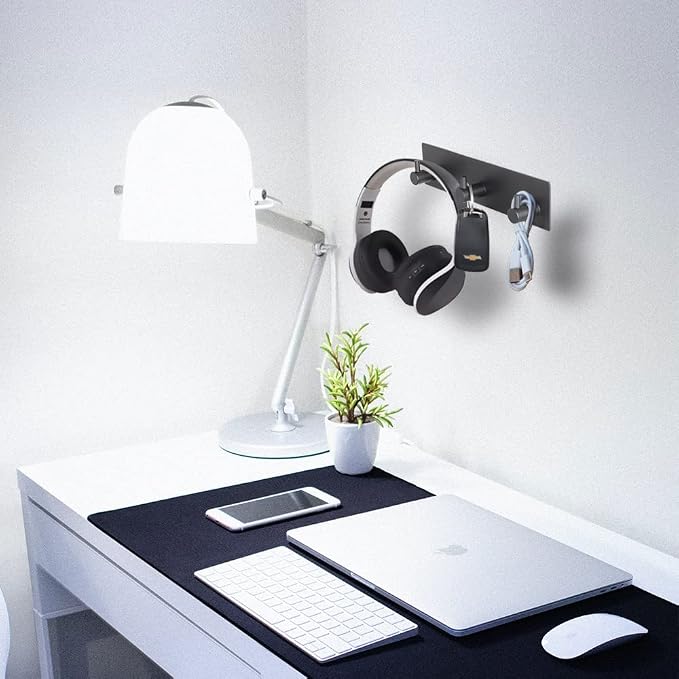 VIRFIN Key Holder for Wall with 2 Self-Adhesive Tapes, No Damage Key Holder Rack for Wall with 3 Key Hooks for Entryway, Door, Bathroom, Kitchen(Black)